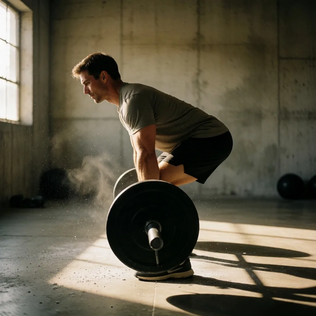 Deadlift in concrete gym