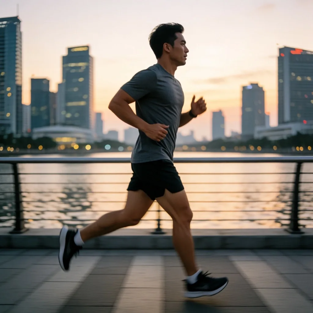 Running along waterfront